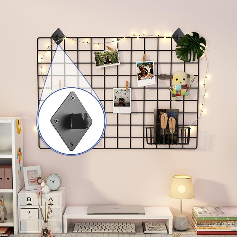 Kokone Gridwall Mount Brackets 32 Pcs Grid Wall Mount Bracket with Screws for Gridwalls, Slatgrids, Grid Panels Black Metal Grid Wall Panels Bracket Garage,Home - Image 2